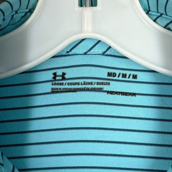 Top Golf Polo Shirt Mens M Under Armour Green Heatgear Loose Golfing Clubhouse - Picture 5 of 7